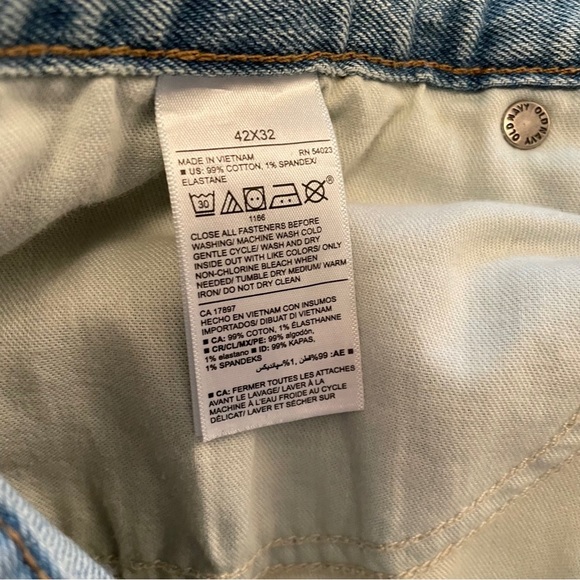 Old Navy-Straight-Tough/Flex-Size 42x32-Ladies Denim Jeans-Light Wash - Picture 10 of 10